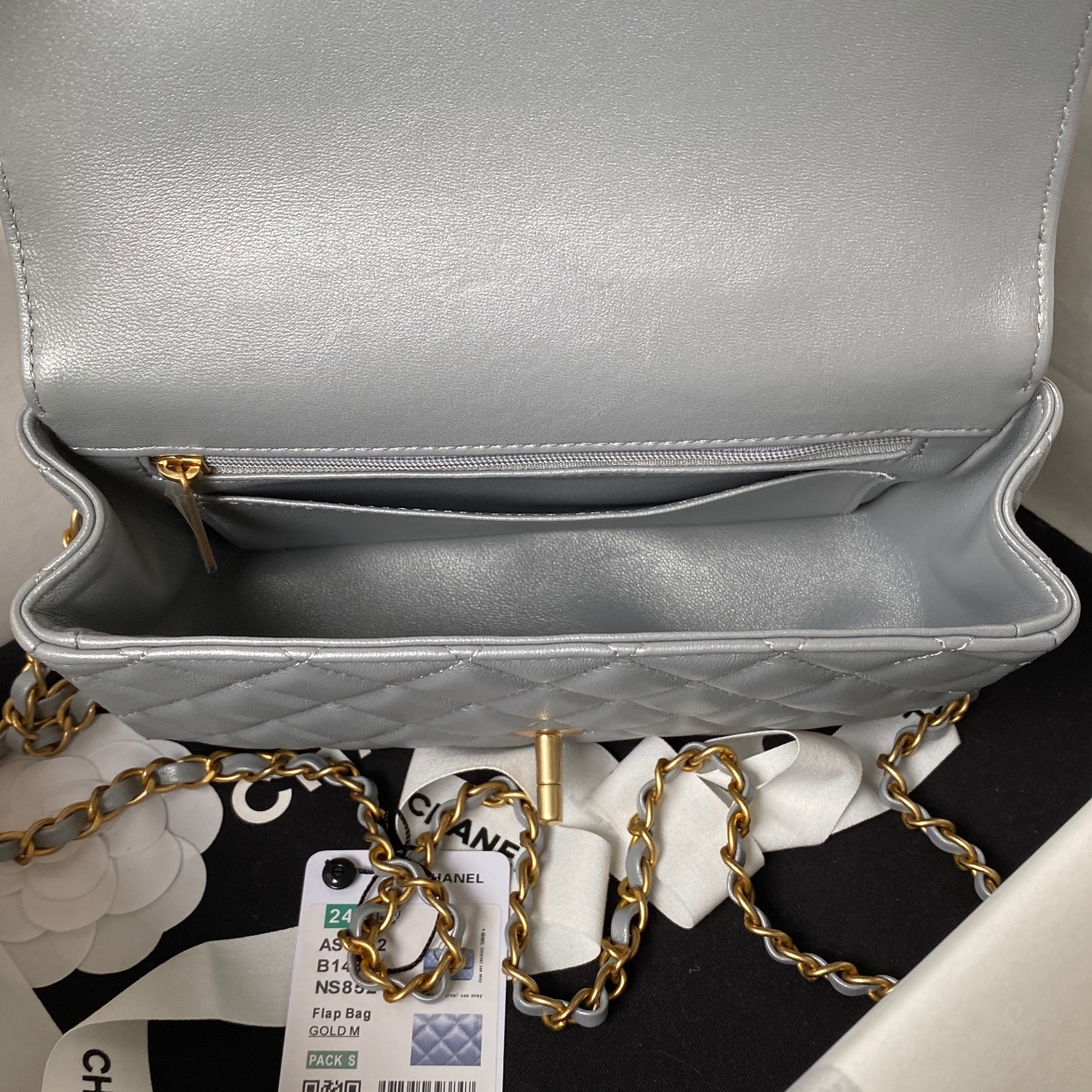 Lambskin Mini Flap Shoulder Bag AS4362 Gray